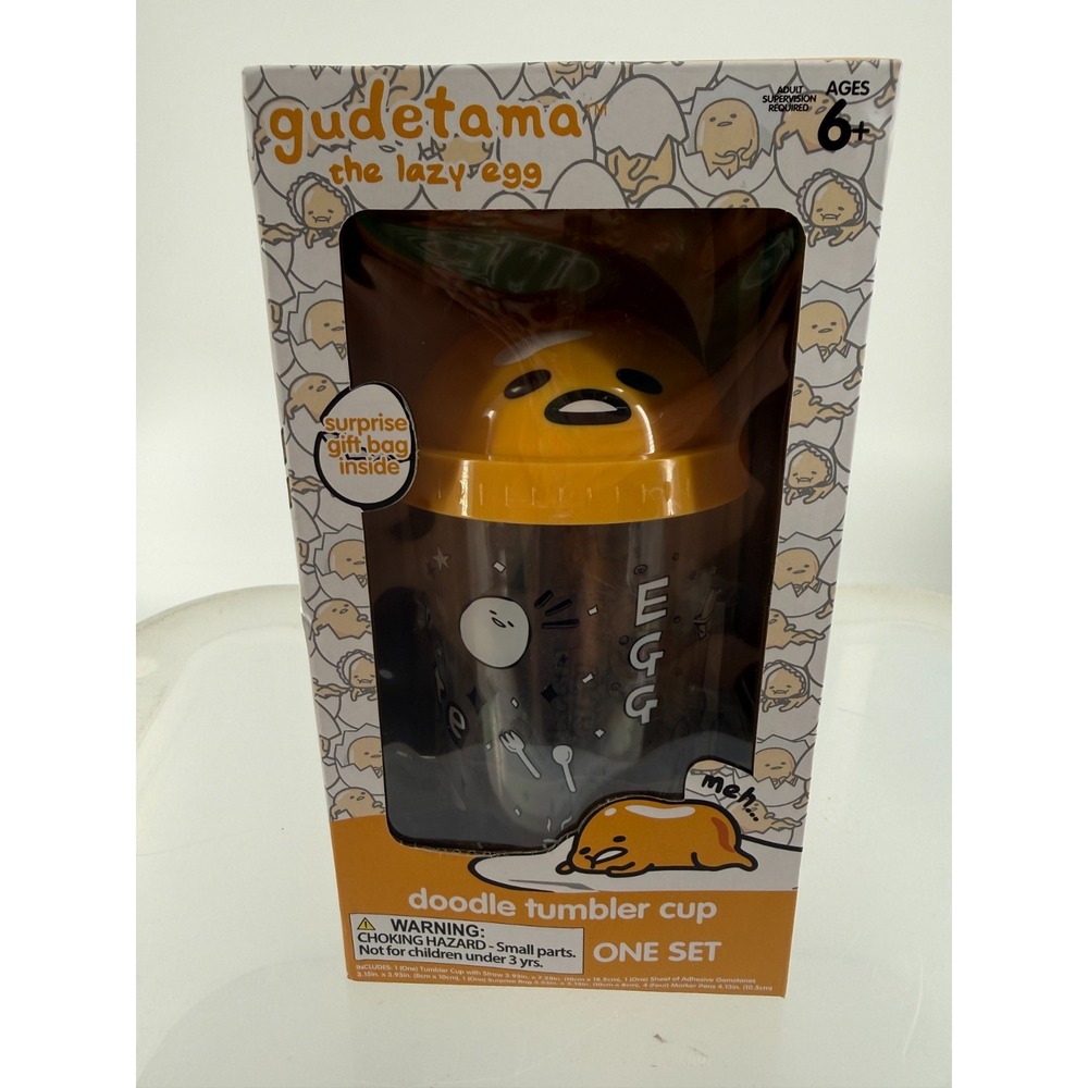 Gudetama The Lazy Egg Doodle Tumbler Cup Craft Kit Surprise Gift Bag New in Box